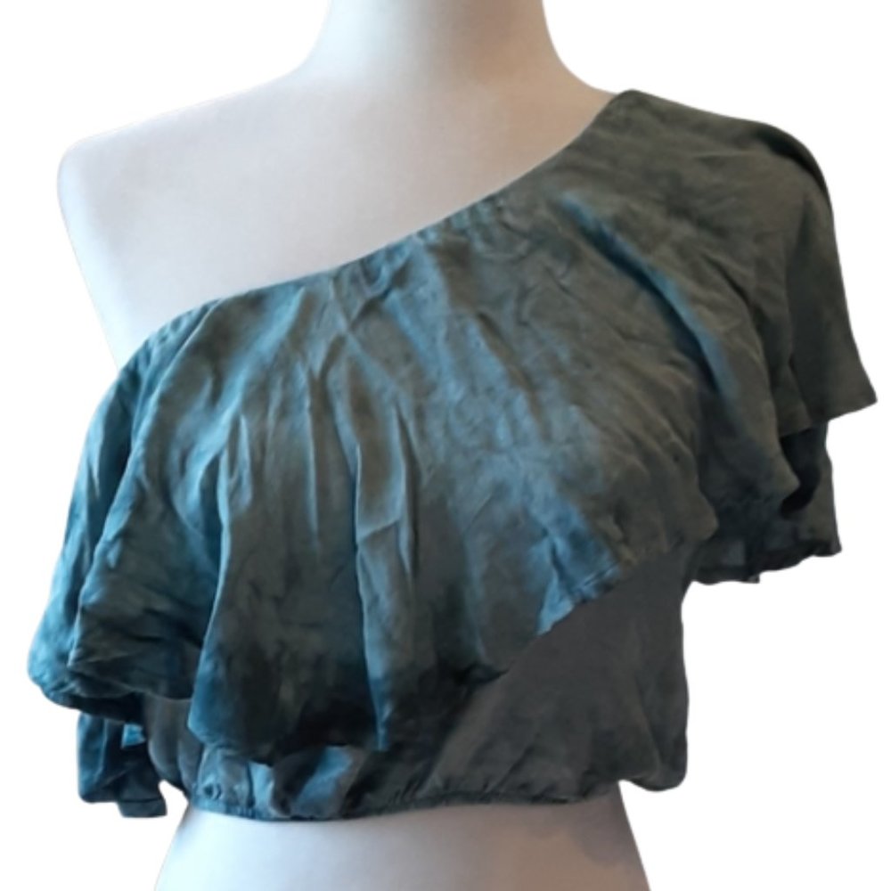 Blue Life women’s one shoulder neckline blue top size s NWOT